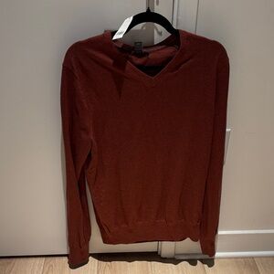 Silk Banana Republic Men's V-Neck Sweater in Deep Rust